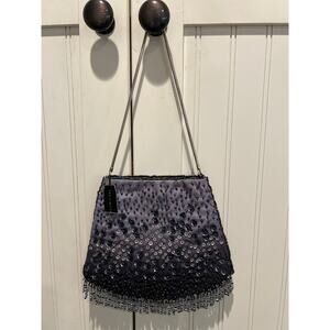 NWT The Limited Women’s Embellished Beaded Ombre Evening Bag‎ Gray Party